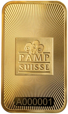 1oz Gold Bar PAMP Suisse Minted
