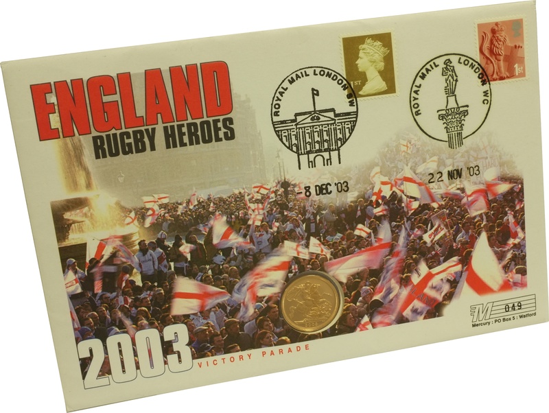2003 Gold Sovereign Coin First Day Cover Rugby World Cup