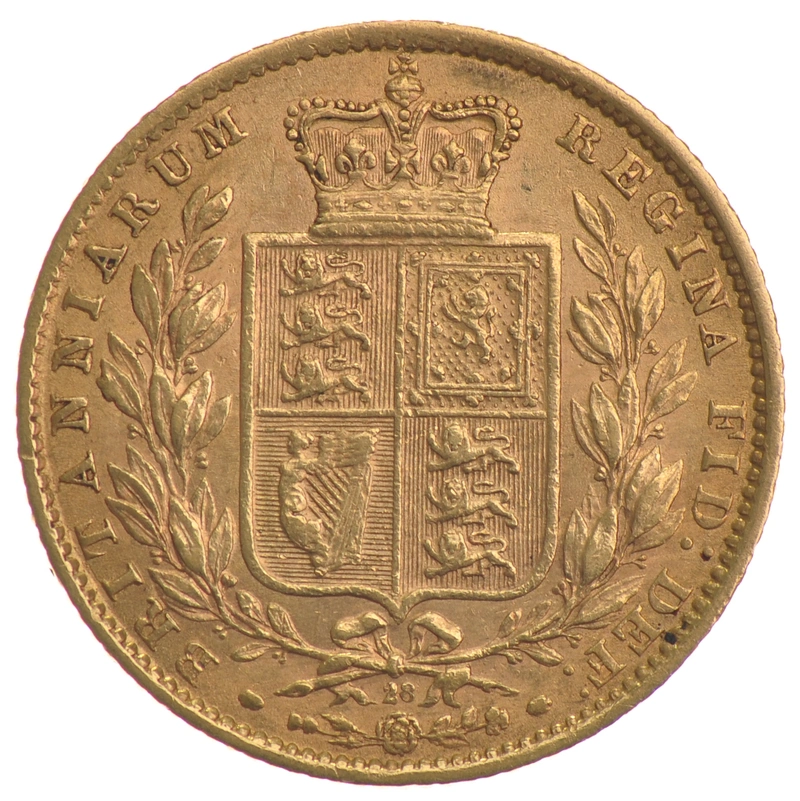 Gold Sovereign - Victoria Young Head Shield Back