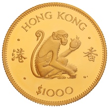 $1000 Hong Kong Gold Coin 1980 Year of the Monkey Proof Boxed