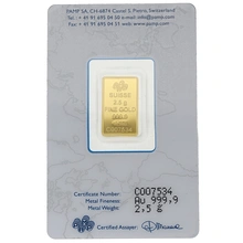 2.5g Gold Bar PAMP Rosa Minted Gift Boxed