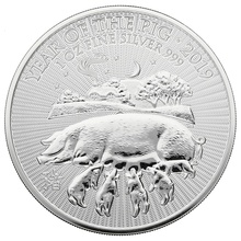 2019 1oz Silver Coin Set; Eagle, Maple, Brit, Phil, Pig