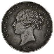 1843 Silver Half Crown Coin Queen Victoria Milled