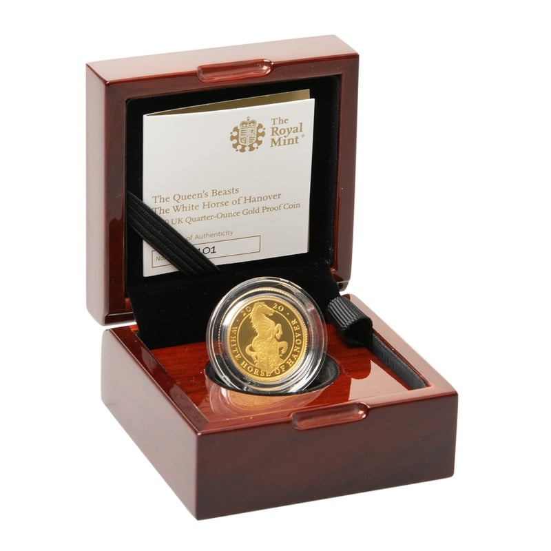 2020 1/4oz Proof White Horse of Hanover Gold Coin Queen's Beasts Boxed