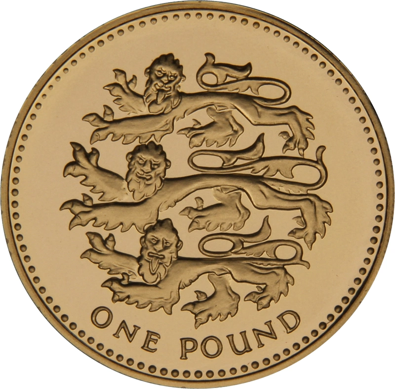 2002 Proof Gold £1 Pound Coin Three Lions