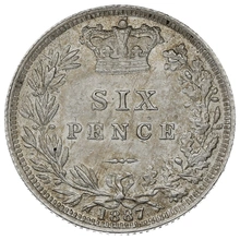 1887 Silver Sixpence Coin Queen Victoria YH