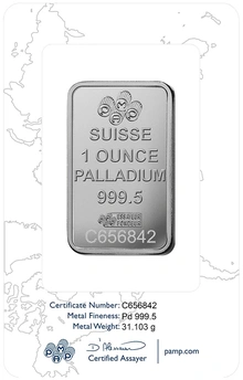 1oz Palladium Bar PAMP Lady Fortuna