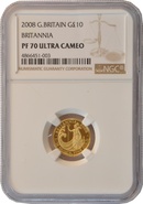 2008 Tenth Ounce Proof Britannia Gold Coin NGC PF70
