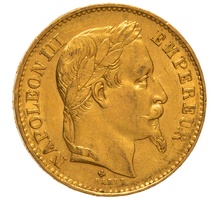 1868 20 French Francs - Napoleon III Laureate Head - BB