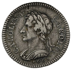 1665 Silver Shilling Coin Charles II Pattern Rare
