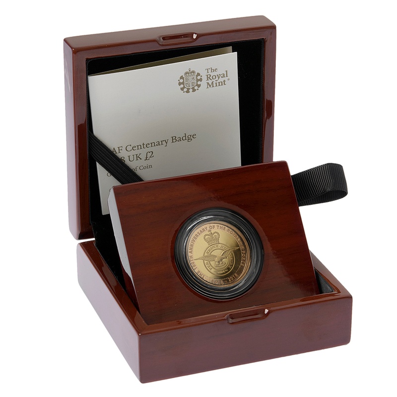 2018 Proof £2 Gold Coin RAF Centenary Badge Boxed