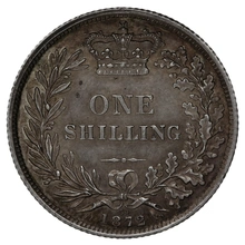 1872 Silver Shilling Coin Queen Victoria