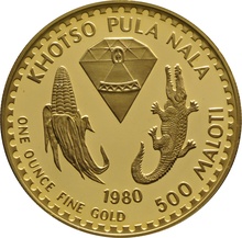 1980 Lesotho 1oz 500 Maloti 110th Anniversary Moshoeshoe I