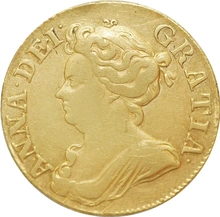 1710 Gold Guinea Coin Queen Anne Near Very Fine