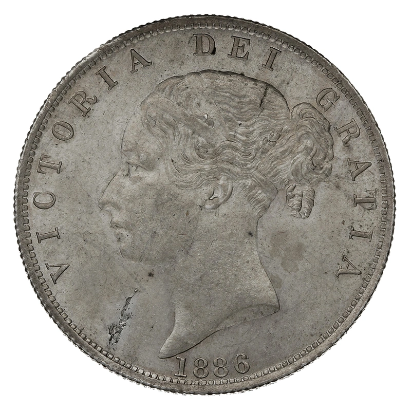 1886 Silver Half Crown Coin Queen Victoria