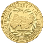 1986 Proof Australian Kangaroo Gold Nugget Coin 1oz