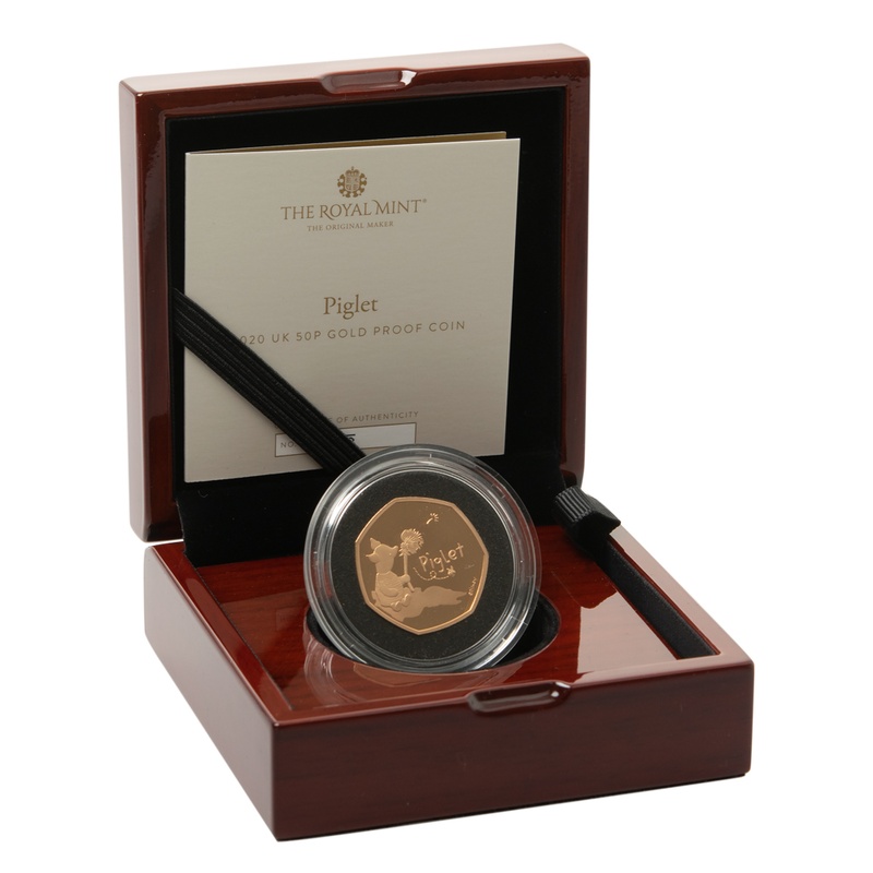 2020 Proof 50p Gold Coin Piglet Boxed