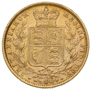 1871 Gold Sovereign Coin Queen Victoria Young Head Shield Back