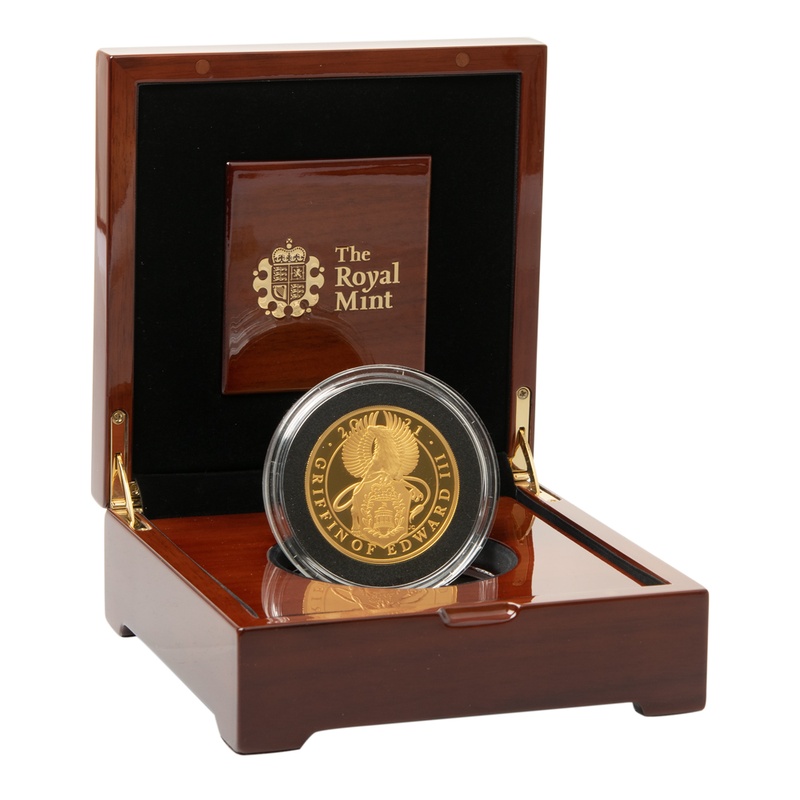2021 Proof 5oz Griffin of Edward III Gold Coin Queen's Beasts Boxed