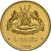 1966 Lesotho 4 Maloti Gold Coin Independence