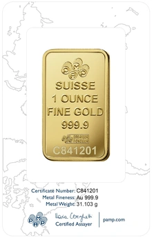 1oz Gold Bar PAMP Rosa Minted