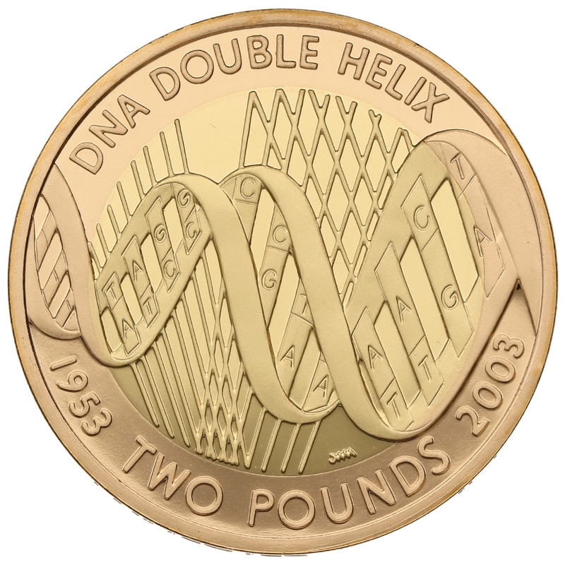 2003 Proof £2 Coin Gold Double Sovereign DNA Double Helix