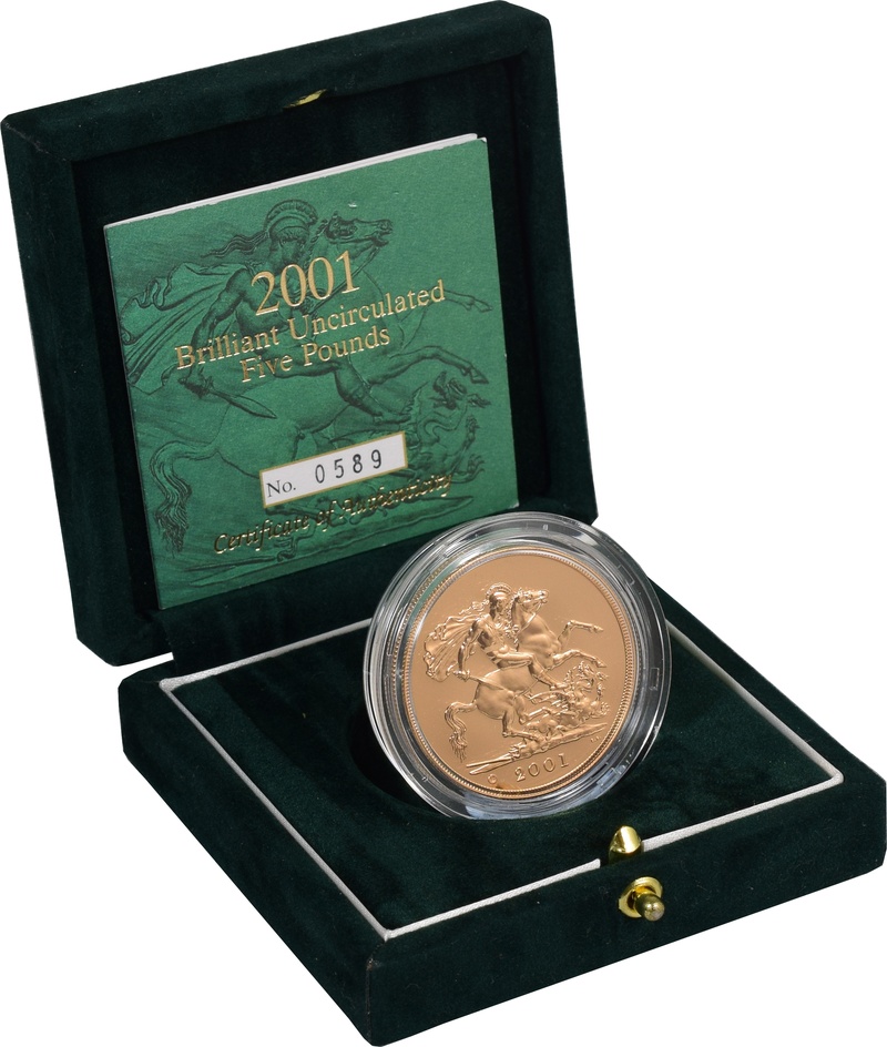 2001 Gold £5 Coin Brilliant Uncirculated Boxed