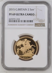 2015 Proof £2 Coin Gold Double Sovereign Elizabeth 5th Head NGC PF69