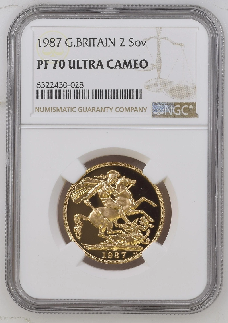 1987 Proof £2 Coin Gold Double Sovereign NGC PF70