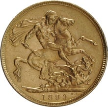 1893 Gold Sovereign Coin Queen Victoria Old Head