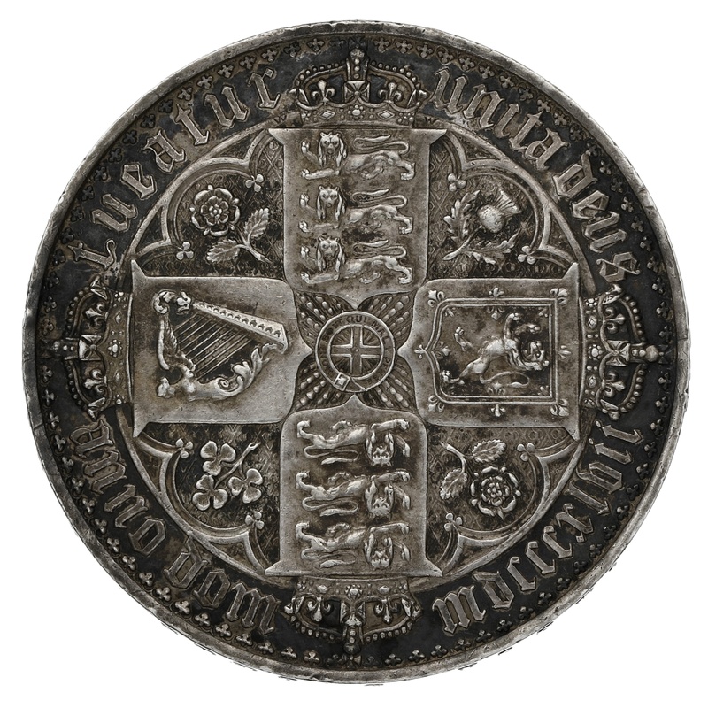 1847 Silver Crown Coin Queen Victoria Gothic UNDECIMO Almost Extremely Fine