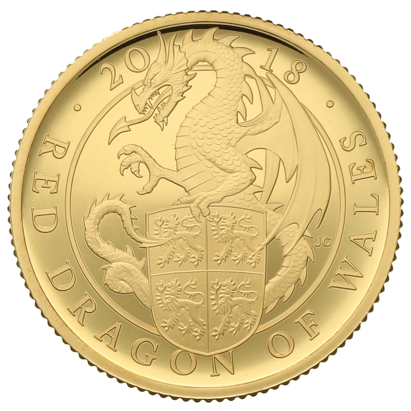 2018 Proof 1/4oz Red Dragon of Wales Gold Coin Queen's Beasts