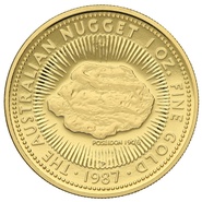 1987 Proof Australian Kangaroo Gold Nugget Coin 1oz