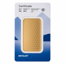 100g Gold Bar Metalor Minted