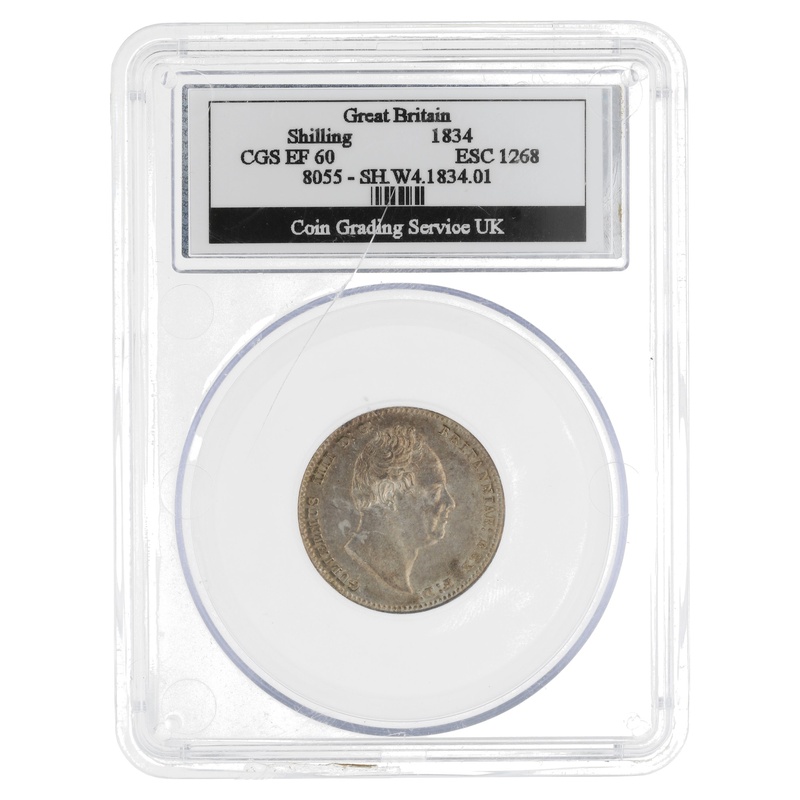 1834 Silver Shilling Coin CGS EF60