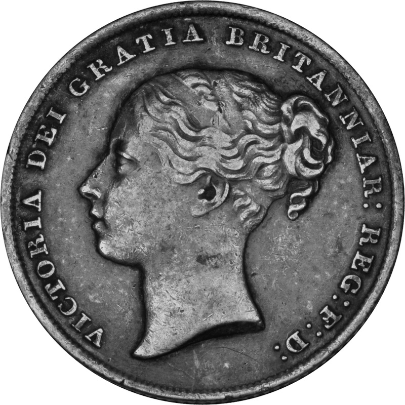 1842 Queen Victoria Silver Milled Shilling
