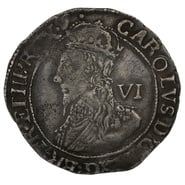 1633-1634 Silver Sixpence Coin Charles I Hammered Portcullis