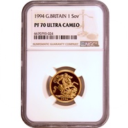 1994 Gold Proof Sovereign NGC PF70