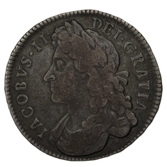 1687 Silver Half Crown Coin James II TERTIO