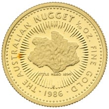 1986 Proof 1/10oz Australian Kangaroo Gold Nugget Coin