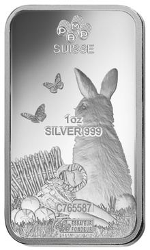 1oz Silver Bar 2023 Year of the Rabbit PAMP
