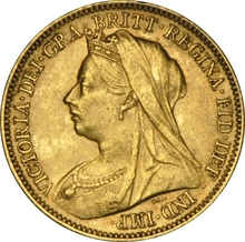 1901 Gold Half Sovereign Victoria Veiled Head NGC AU53