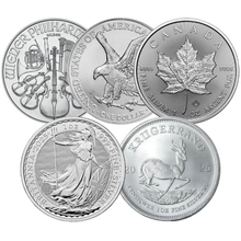 2025 1oz Silver Coin Set; Britannia, Krugerrand, Philharmonic, Eagle, Maple