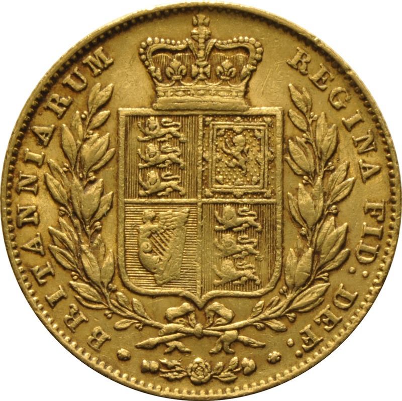 1846 Gold Sovereign Coin Queen Victoria Young Head Shield Back