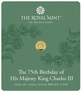 2023 75th Birthday of King Charles III 1/40oz Gold Proof Coin