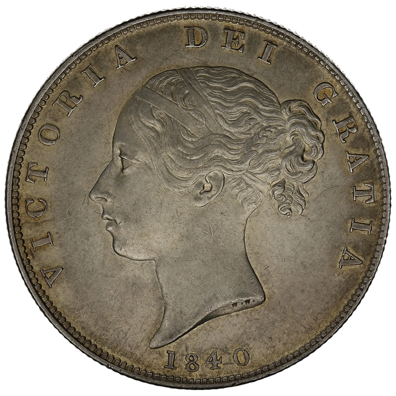 1840 Silver Half Crown Coin Queen Victoria