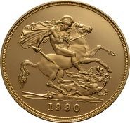 1990 - Gold £5 Proof Coin (Quintuple Sovereign)