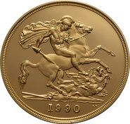 1990 Proof Gold £5 Coin Quintuple Sovereign