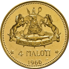 1966 Lesotho 4 Maloti Gold Coin Independence