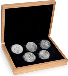 Large Oak Coin Gift Box 5 x 1oz Silver Coins